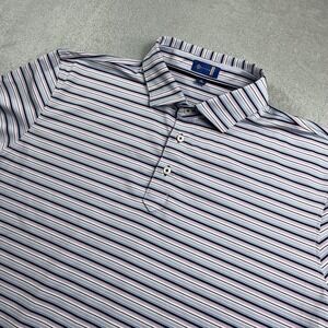Stitch Polo Golf Shirt Men's XL Blue Pink Stripes Peformance Stretch
